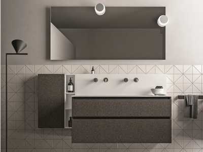 SEGNO - Wall-mounted melamine-faced chipboard vanity unit with drawers _ Cerasa