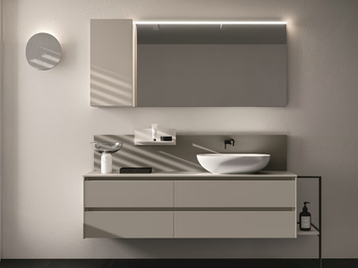 SEGNO - Wall-mounted melamine-faced chipboard vanity unit with drawers _ Cerasa
