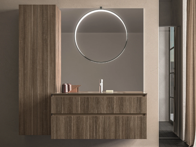 SEGNO - Wall-mounted wooden vanity unit with cabinets _ Cerasa
