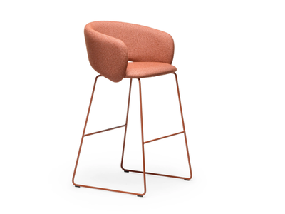BEL SL-SG-75 - High sled base fabric stool with back _ CHAIRS & MORE
