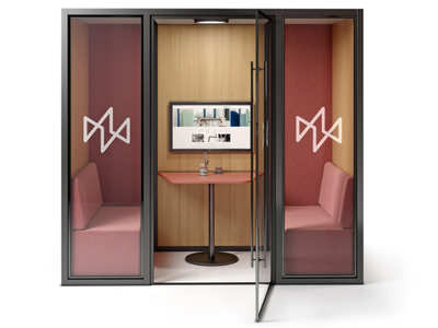 FLEXCAB - Acoustic office booth with built-in lights for coffee break _ Cider Edition