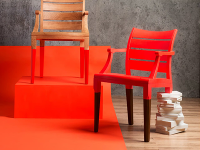 NUMÉRO - Wooden chair with armrests _ Cider Edition