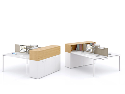 PUZZLE - Multiple wooden office desk with shelves _ Cider Edition