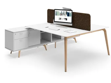 WOODLEG - Wooden office desk with shelves _ Cider Edition
