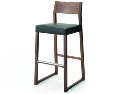 LINEA - Sled base high leather stool with footrest _ Cizeta