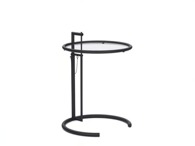 ADJUSTABLE TABLE E 1027 BLACK - Height-adjustable glass and steel coffee table _ ClassiCon