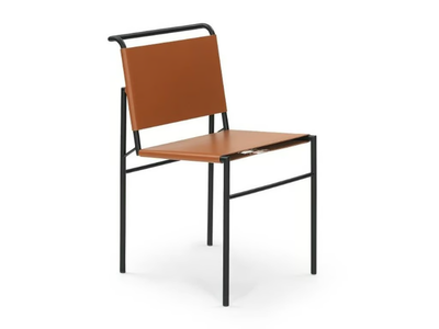 ROQUEBRUNE - Tanned leather chair with steel structure _ ClassiCon