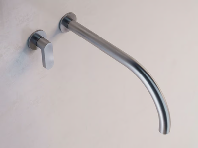 JP SET01 - 2 hole wall-mounted stainless steel washbasin mixer _ COCOON