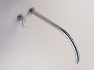 JP SET01.2 - 2 hole wall-mounted single handle stainless steel washbasin mixer _ COCOON
