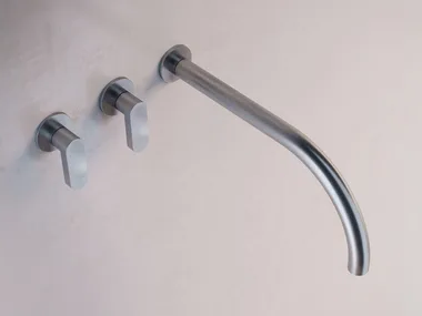 JP SET02 - 3 hole wall-mounted stainless steel washbasin mixer _ COCOON