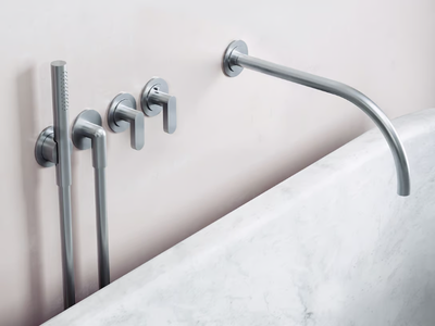 JP SET24THERM.1 - Wall-mounted thermostatic stainless steel bathtub set with hand shower _ COCOON