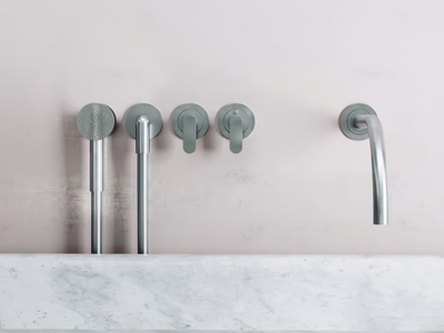 JP SET24THERM.2 - 5 hole wall-mounted stainless steel bathtub set with hand shower _ COCOON