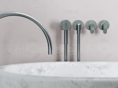 JP SET25THERM.2 - 5 hole Recessed stainless steel bathtub set with hand shower _ COCOON