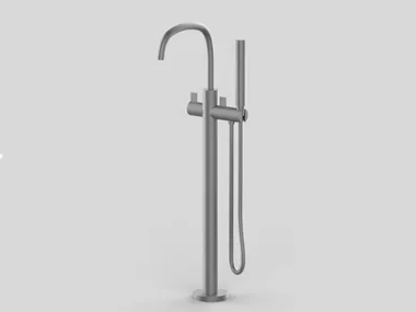 PB 40 - Floor standing stainless steel bathtub mixer with hand shower _ COCOON
