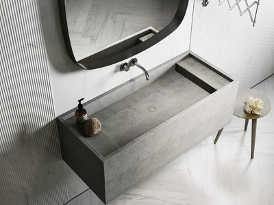 PB BASIN – 120 - Rectangular single natural stone washbasin _ COCOON