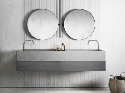 PB BASIN - 180 - Wall-mounted double rectangular washbasin _ COCOON