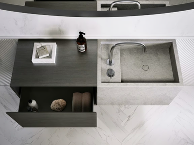 PB BASIN – 60 - Rectangular single natural stone washbasin _ COCOON