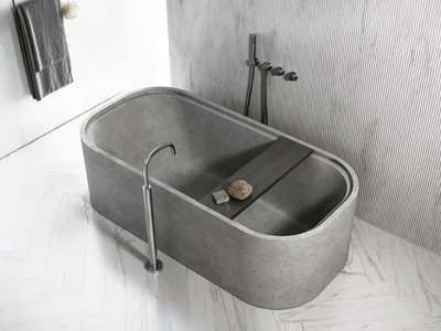 PB BATH - Freestanding oval natural stone bathtub _ COCOON