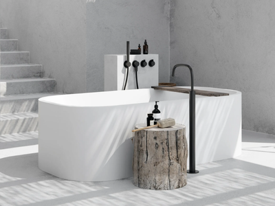 PB BATH - SOLID - Freestanding oval Solid Surface bathtub _ COCOON