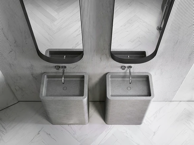 PB COLUMN - Freestanding rectangular natural stone washbasin _ COCOON