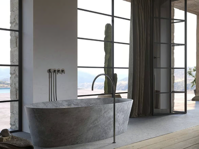 PURIST BATH - Freestanding oval natural stone bathtub _ COCOON