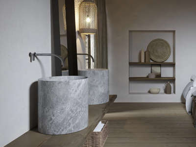 PURUST BASIN - Countertop round natural stone washbasin _ COCOON