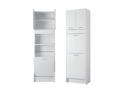 BRAVA 2 - Tall chipboard laundry room cabinet with laundry container _ COLAVENE