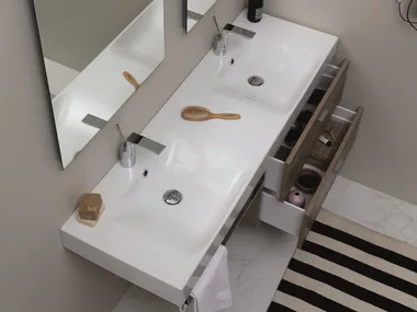 CENTO - Double melamine-faced chipboard vanity unit with drawers _ COLAVENE
