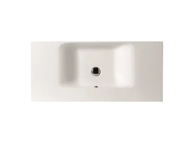 CENTO - Rectangular ceramic washbasin with integrated countertop _ COLAVENE