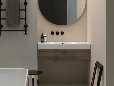 CENTO - Wall-mounted melamine-faced chipboard vanity unit with drawers _ COLAVENE