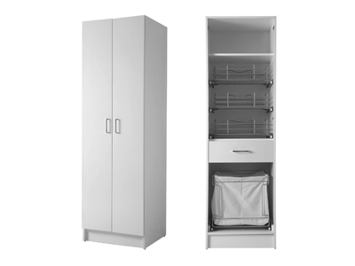 COLF 9 - Tall chipboard laundry room cabinet with laundry container _ COLAVENE
