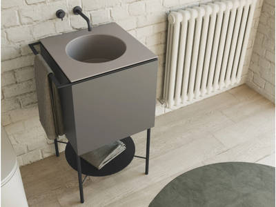 CUBO - Floor-standing solid wood vanity unit with integrated washbasin _ COLAVENE