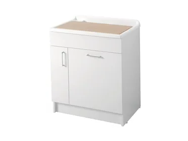 LINDO MAX - Chipboard laundry room cabinet with laundry container _ COLAVENE