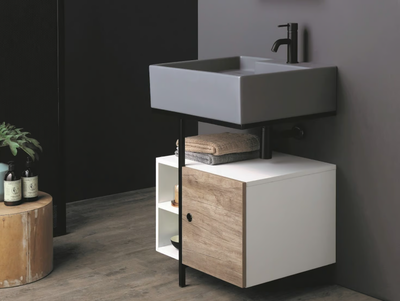 NOBU - Wooden vanity unit with integrated washbasin _ COLAVENE