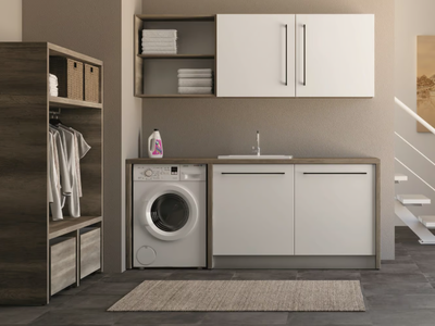 SMARTOP - COMPOSITION 1 - Sectional melamine-faced chipboard laundry room cabinet with sink _ COLAVENE