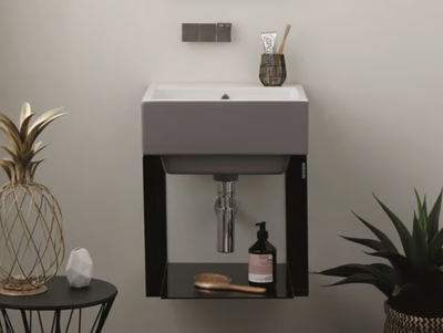 VOLANT - Single wall-mounted stainless steel vanity unit with integrated washbasin _ COLAVENE