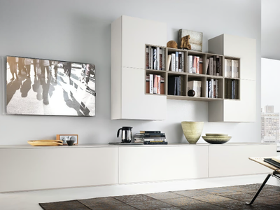 DAY SYSTEM 10 - Contemporary style wall-mounted wooden TV wall system _ Composit