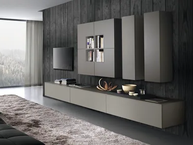 DAY SYSTEM 11 - Wall-mounted wooden storage wall _ Composit