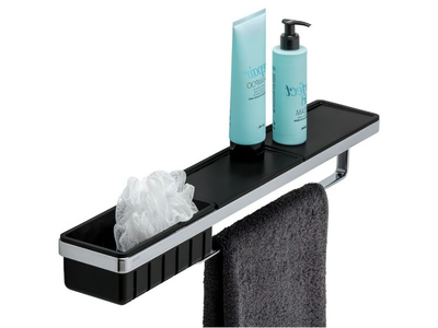 FRAME CHROME BLACK - Metal towel rack / bathroom wall shelf _ coram