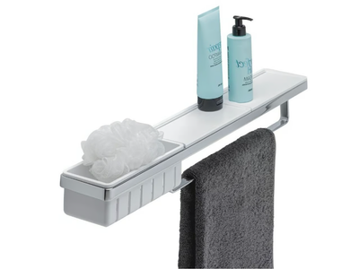 FRAME CHROME WHITE - Metal towel rack / bathroom wall shelf _ coram