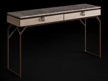 DRAGONFLY - Rectangular marble and metal console table with drawers _ CPRN HOMOOD