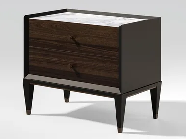 ECLIPSE - Rectangular marble and wooden bedside table _ CPRN HOMOOD