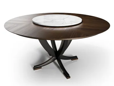 ECLIPSE - Wooden table with marble Lazy Susan _ CPRN HOMOOD