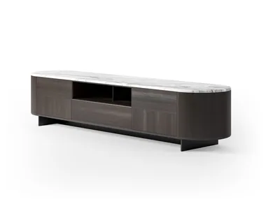 IRVING - Low wooden TV cabinet with marble top _ CPRN HOMOOD