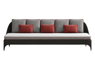 OUTDOOR - 3 seater wooden and fabric garden sofa _ CPRN HOMOOD