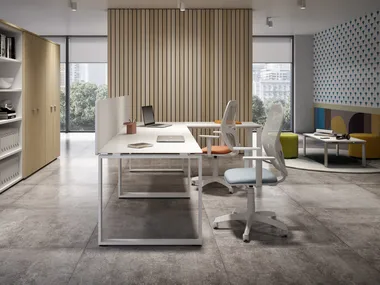 RING - L-shaped sectional office desk with desk screens _ CUF Milano