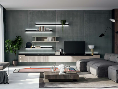 SLIM UP 03 - Wall-mounted storage wall with integrated lighting _ Dall'Agnese