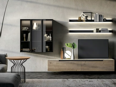 SLIM UP 07 - Wall-mounted storage wall with integrated lighting _ Dall'Agnese