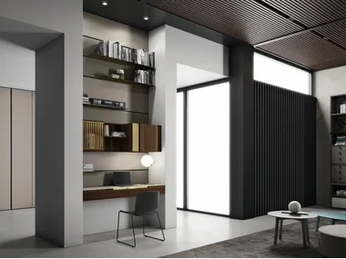 SLIM UP 10 - Wall-mounted storage wall with secretary desk _ Dall'Agnese