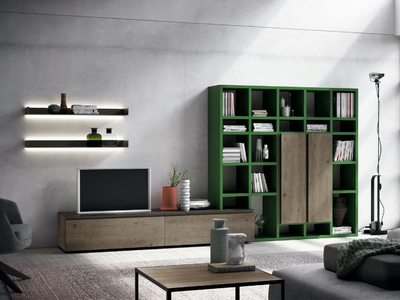 SPEED UP 01 - Wooden storage wall with integrated lighting _ Dall'Agnese